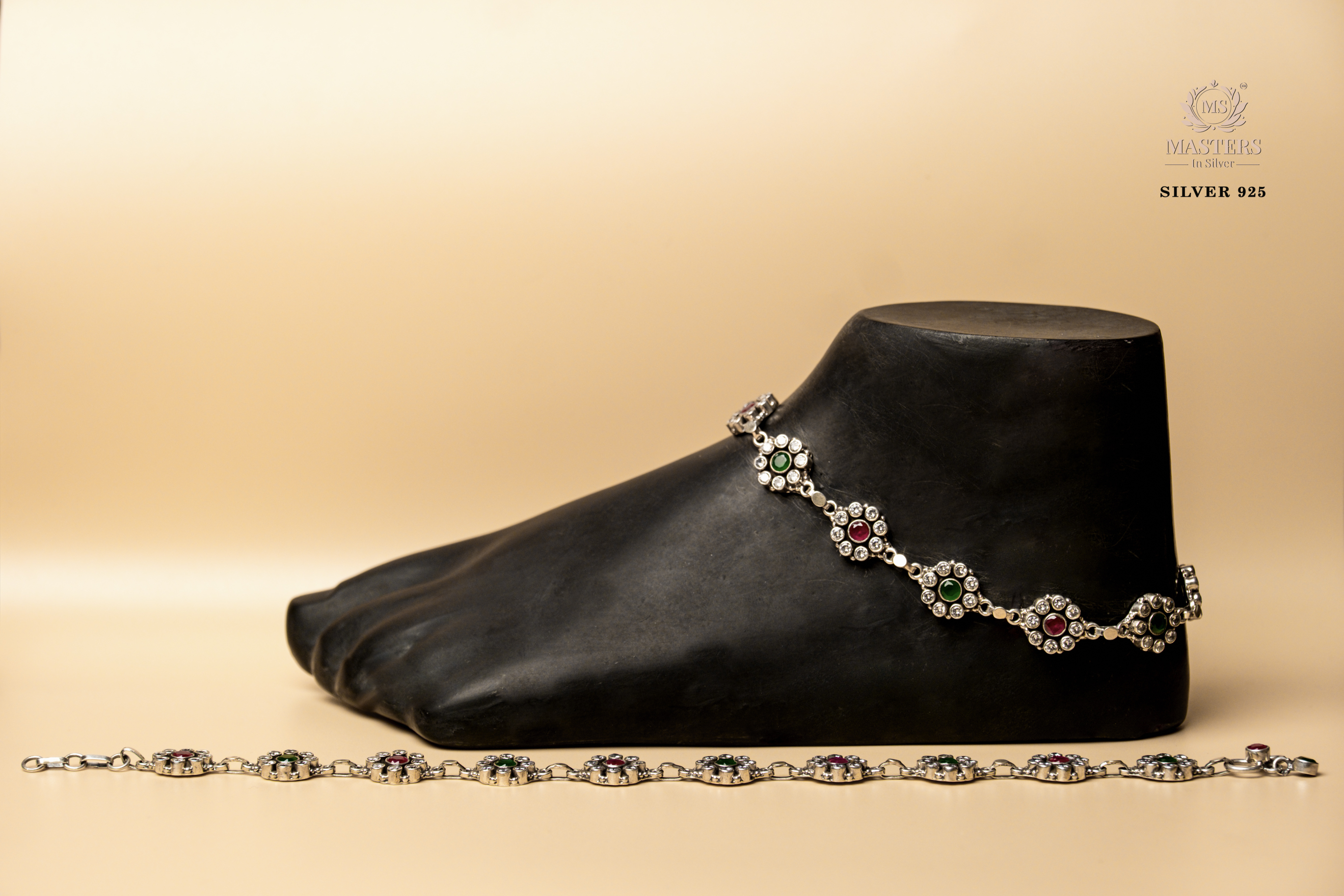 PREMIUM & ORIGINAL EXPORT QUALITY, OXIDISED, CUT-STONE ANKLETS